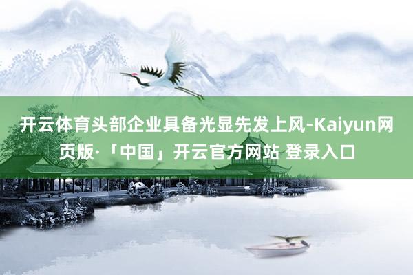 开云体育头部企业具备光显先发上风-Kaiyun网页版·「中国」开云官方网站 登录入口