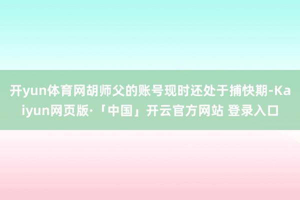 开yun体育网胡师父的账号现时还处于捕快期-Kaiyun网页版·「中国」开云官方网站 登录入口