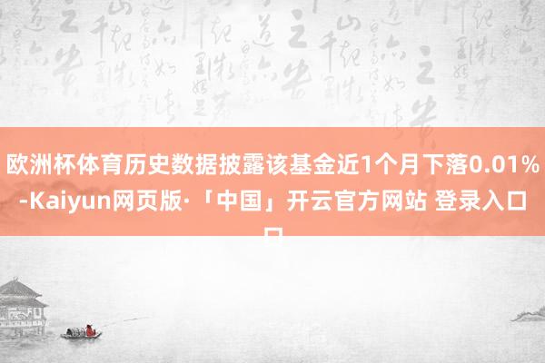 欧洲杯体育历史数据披露该基金近1个月下落0.01%-Kaiyun网页版·「中国」开云官方网站 登录入口