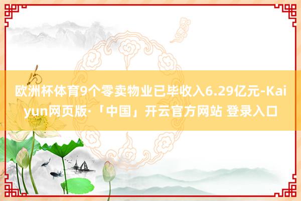 欧洲杯体育9个零卖物业已毕收入6.29亿元-Kaiyun网页版·「中国」开云官方网站 登录入口
