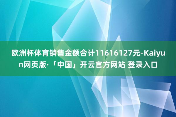 欧洲杯体育销售金额合计11616127元-Kaiyun网页版·「中国」开云官方网站 登录入口