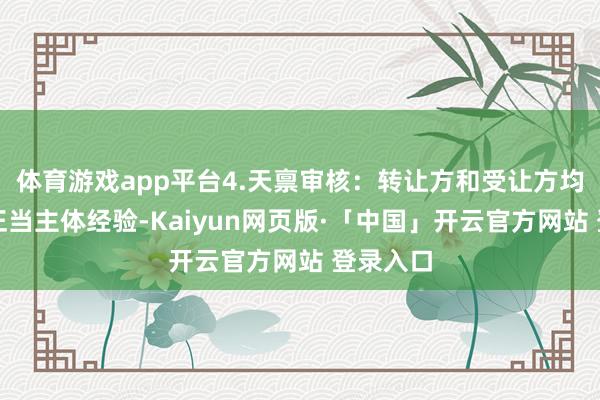 体育游戏app平台4.天禀审核：转让方和受让方均需具备正当主体经验-Kaiyun网页版·「中国」开云官方网站 登录入口