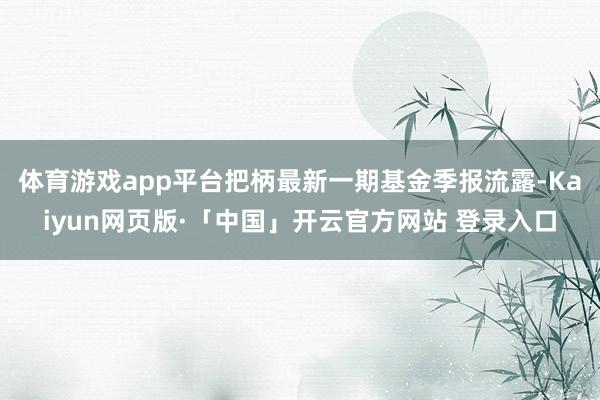 体育游戏app平台把柄最新一期基金季报流露-Kaiyun网页版·「中国」开云官方网站 登录入口